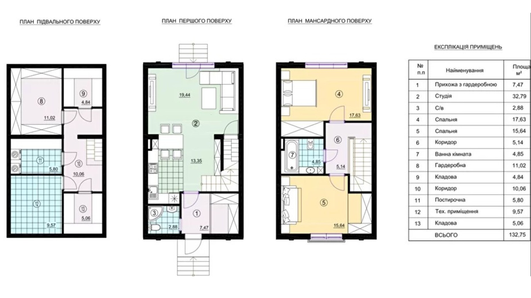 Планировка таунхауса в Таунхаус Level 132.75 м², фото 206229