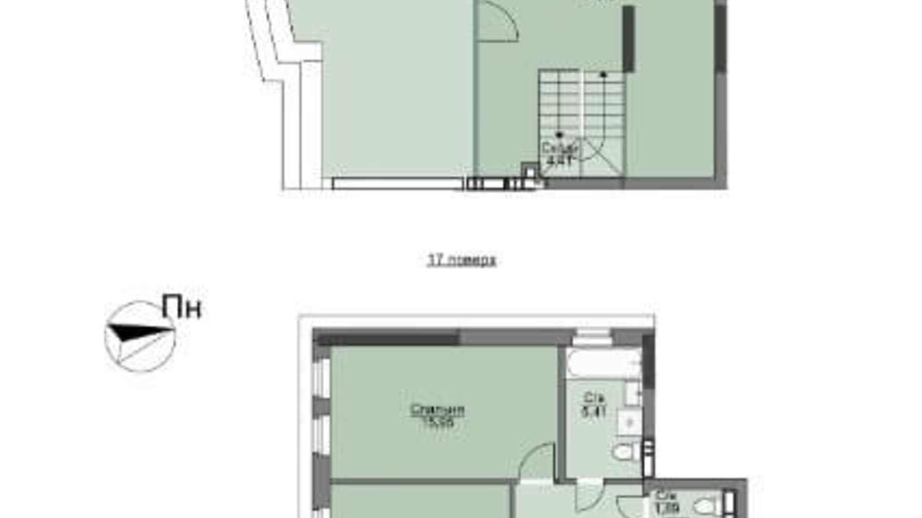 Планування багато­рівневої квартири в ЖК Vyshgorod Plaza 114.04 м², фото 206310