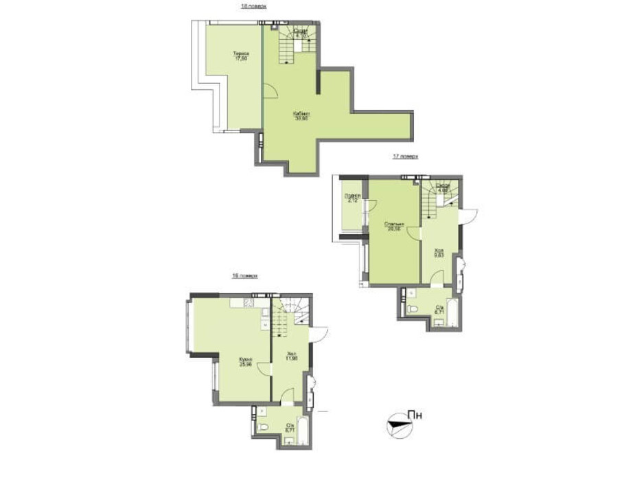 Планировка многоуровневой квартиры в ЖК Vyshgorod Plaza 136.17 м², фото 206311 Планировка многоуровневой квартиры в ЖК Vyshgorod Plaza 136.17 м², фото 206311