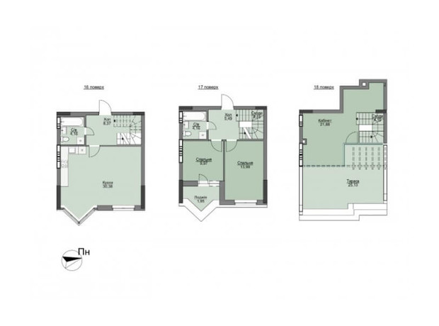 ЖК Vyshgorod Plaza: планировка 3-комнатной квартиры 116.27 м²