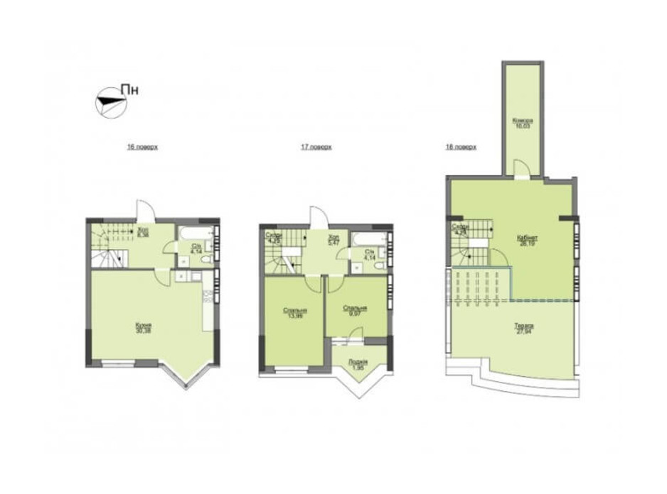 Планировка многоуровневой квартиры в ЖК Vyshgorod Plaza 133.38 м², фото 206313 Планировка многоуровневой квартиры в ЖК Vyshgorod Plaza 133.38 м², фото 206313