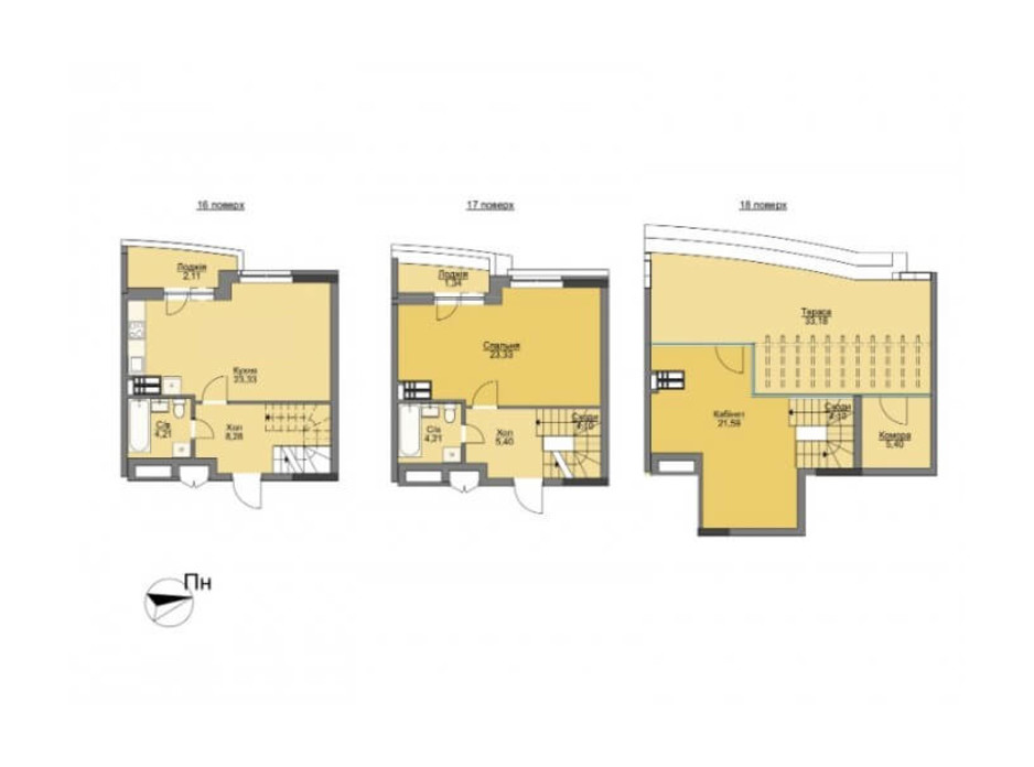 Планировка многоуровневой квартиры в ЖК Vyshgorod Plaza 117.15 м², фото 206316 Планировка многоуровневой квартиры в ЖК Vyshgorod Plaza 117.15 м², фото 206316
