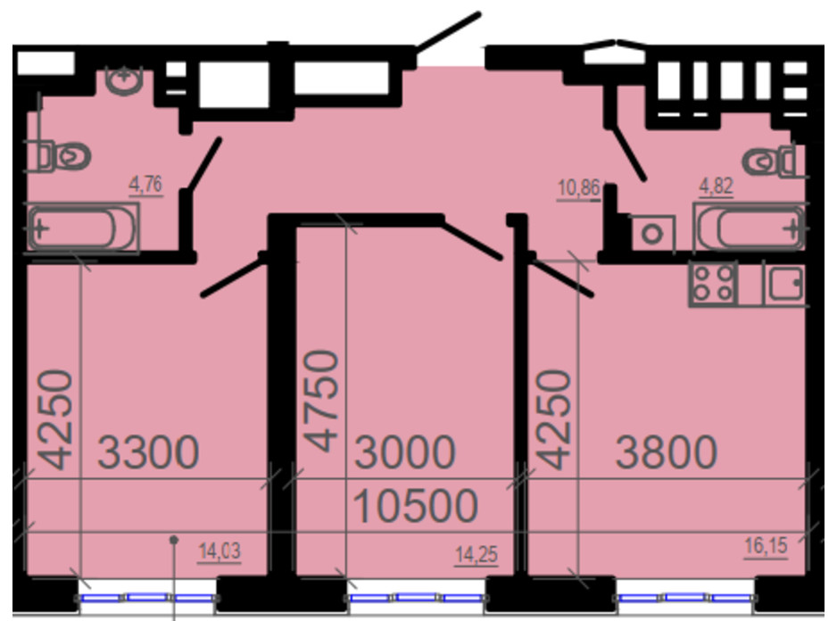 Планировка 2-комнатной квартиры в ЖК Фаворит 67.43 м², фото 206325 Планировка 2-комнатной квартиры в ЖК Фаворит 67.43 м², фото 206325