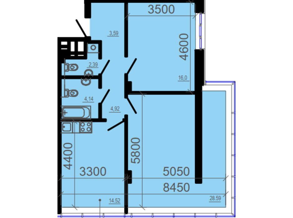 Планировка 2-комнатной квартиры в ЖК Фаворит 81.48 м², фото 206326 Планировка 2-комнатной квартиры в ЖК Фаворит 81.48 м², фото 206326