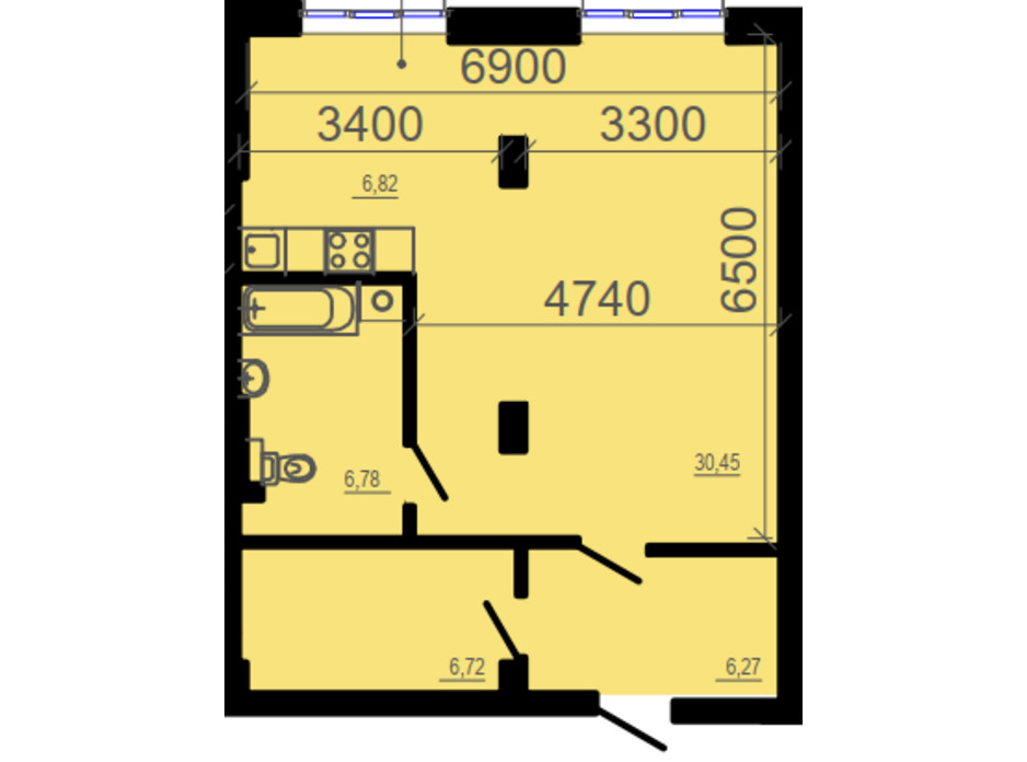 Планировка 2-комнатной квартиры в ЖК Фаворит 57.48 м², фото 206327 Планировка 2-комнатной квартиры в ЖК Фаворит 57.48 м², фото 206327
