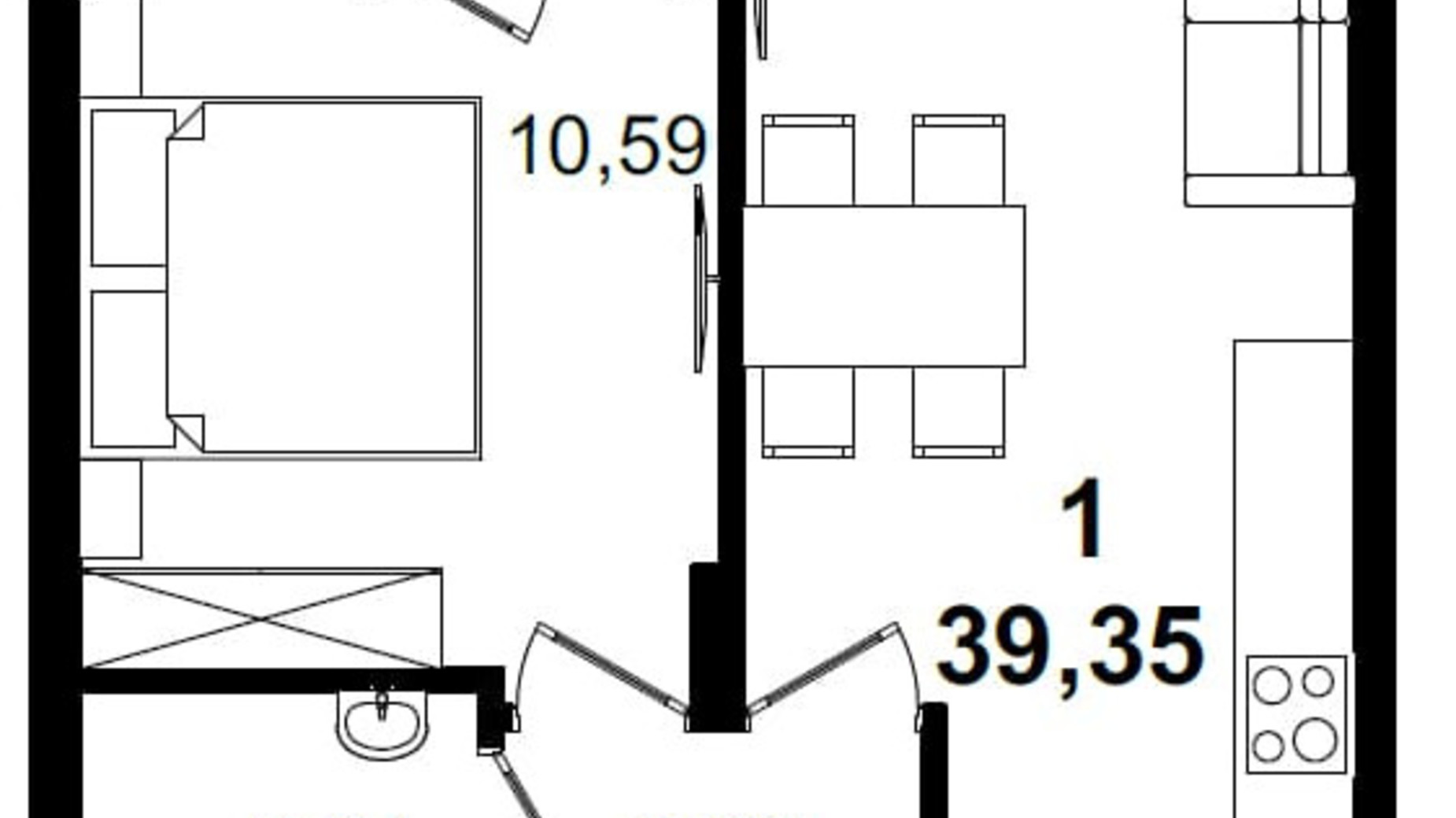 Планировка 1-комнатной квартиры в ЖК Tiffany  39.5 м², фото 206929