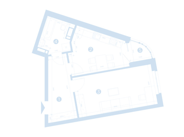 ЖК Берег Днепра: планировка 1-комнатной квартиры 46.92 м²