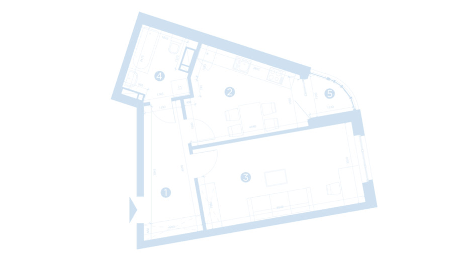 Планировка 1-комнатной квартиры в ЖК Берег Днепра 46.92 м², фото 207690