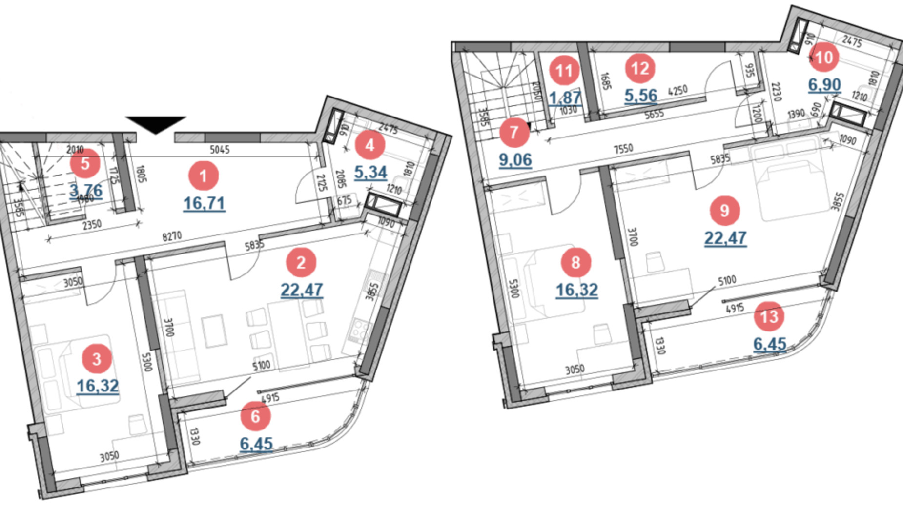 Планировка много­уровневой квартиры в ЖК Берег Днепра 139.68 м², фото 207706