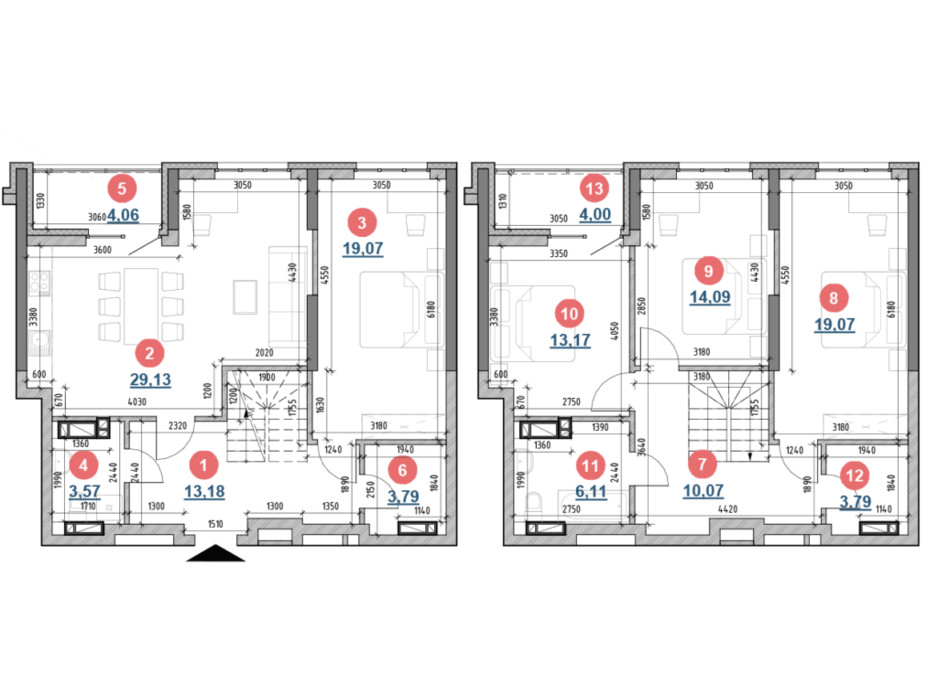 Планировка многоуровневой квартиры в ЖК Берег Днепра 143.1 м², фото 207710 Планировка многоуровневой квартиры в ЖК Берег Днепра 143.1 м², фото 207710