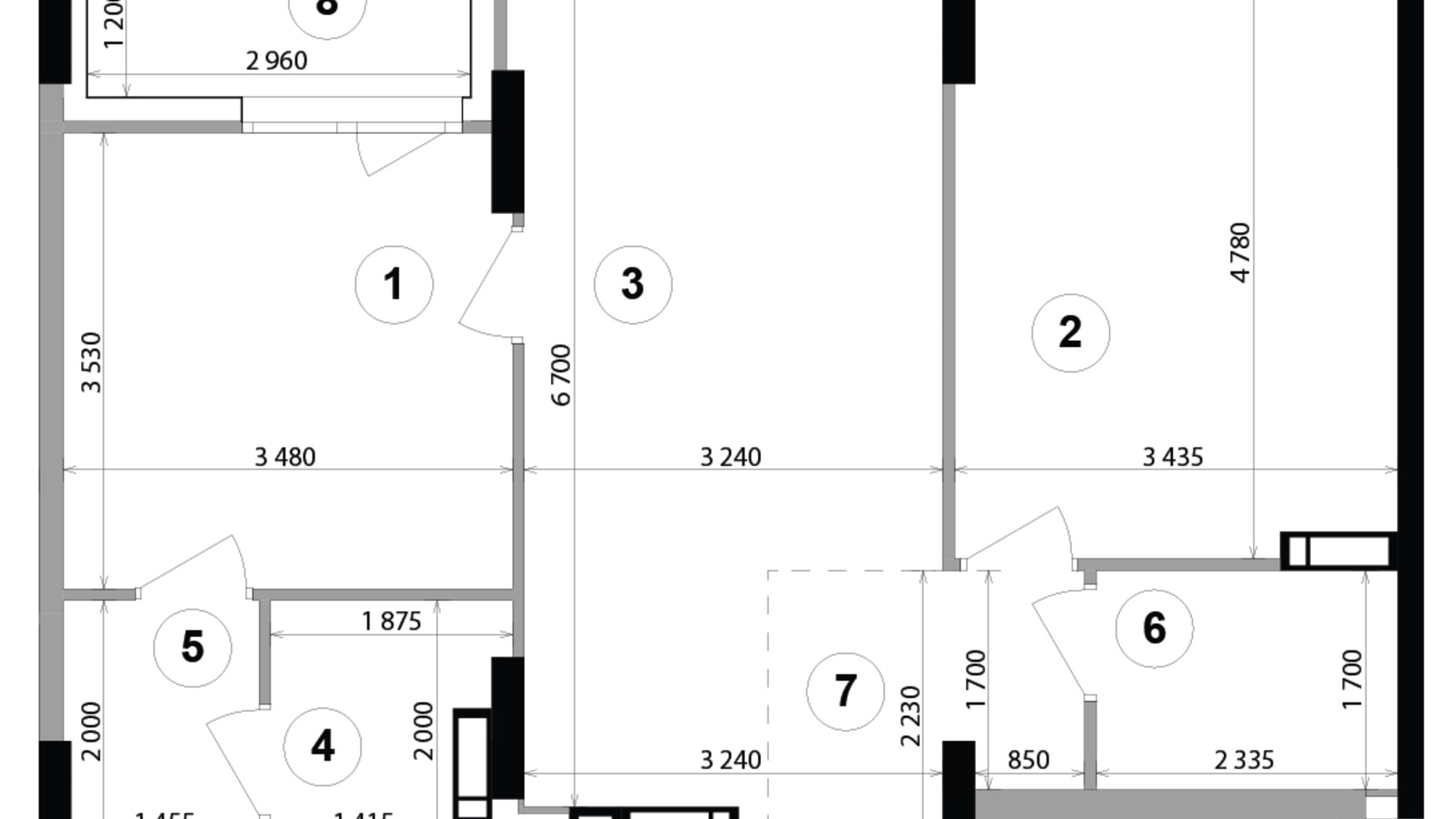 Планування 2-кімнатної квартири в ЖК Lucky Land 67.01 м², фото 207840