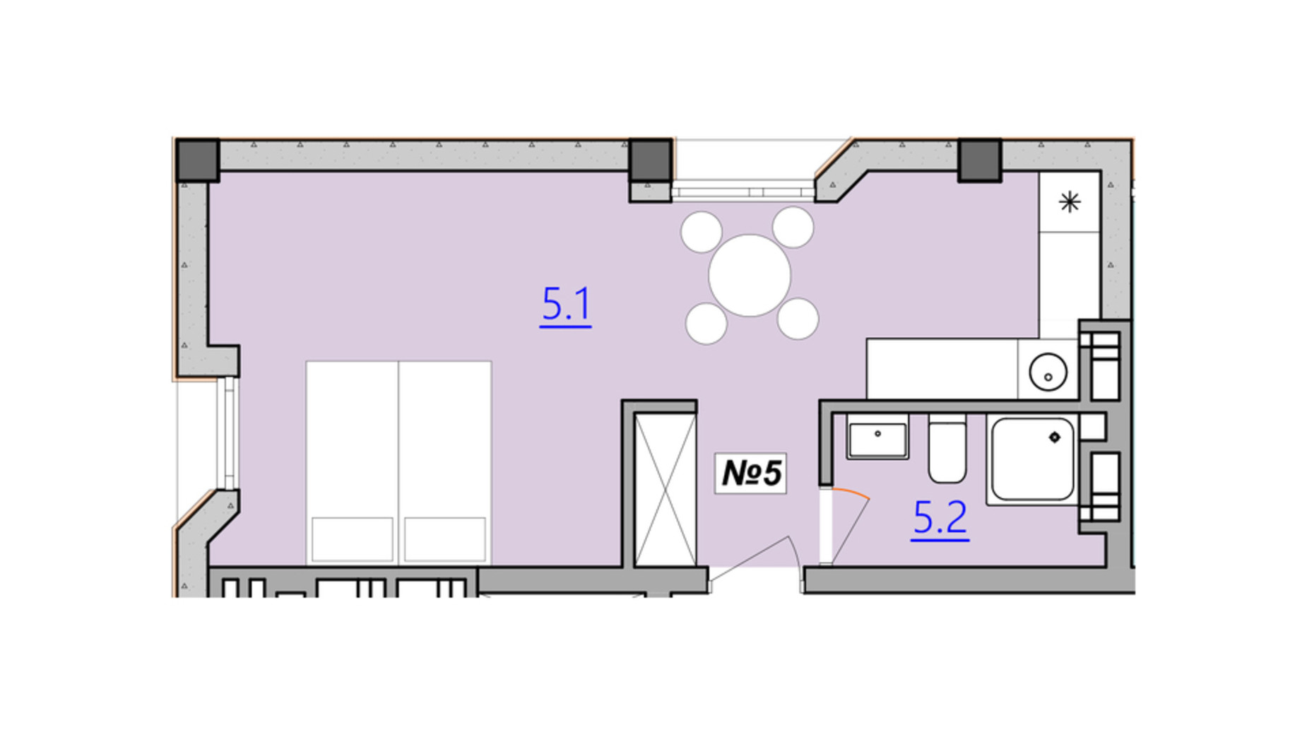 Планировка свободная планировка квартиры в Апарт-комплекс Кампус 31 м², фото 207937