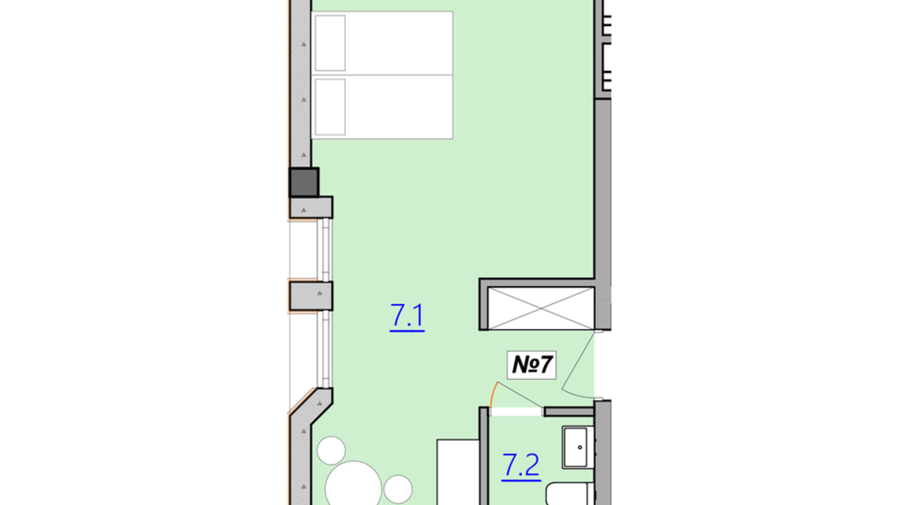 Планировка свободная планировка квартиры в Апарт-комплекс Кампус 36.1 м², фото 207941