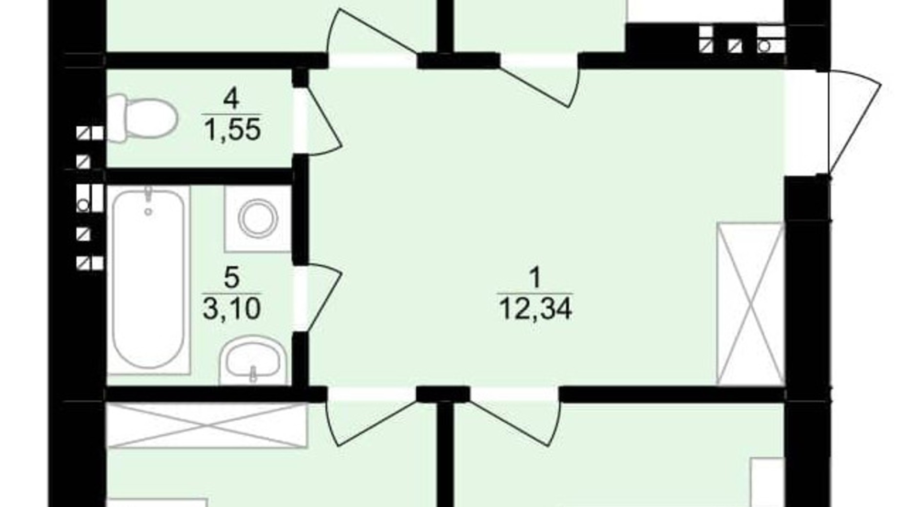 Планировка 3-комнатной квартиры в ЖК Грушевского 71 м², фото 208726