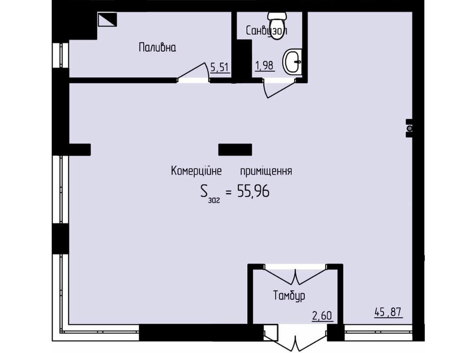 Планування приміщення в ЖК Globus Park 55.96 м², фото 209350 Планування приміщення в ЖК Globus Park 55.96 м², фото 209350