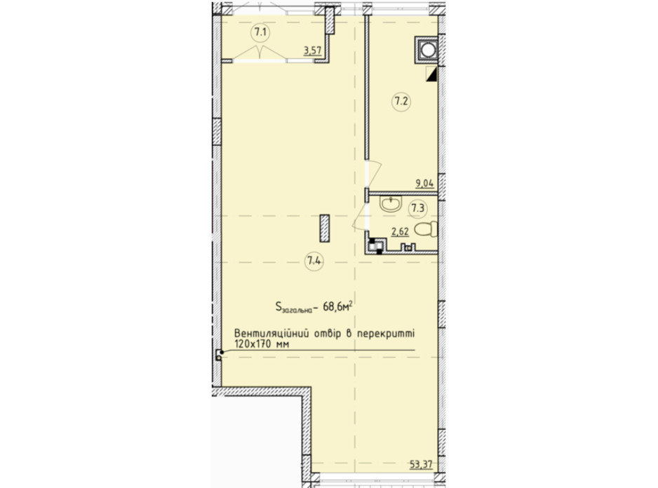 Планировка помещения в ЖК Globus Park (Глобус Парк) 68.6 м², фото 209351 Планировка помещения в ЖК Globus Park (Глобус Парк) 68.6 м², фото 209351
