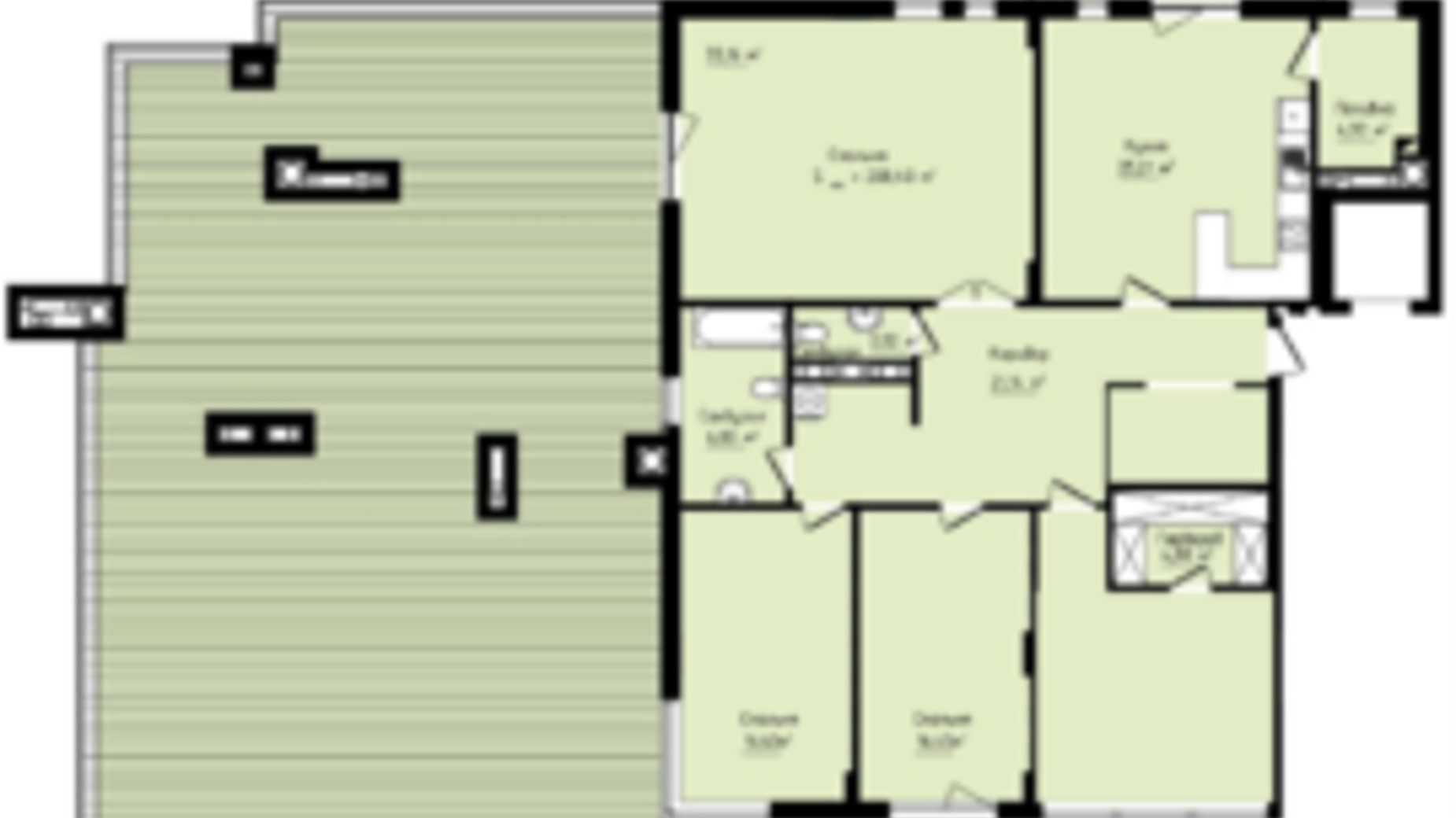 Планування 4-кімнатної квартири в ЖК Globus Premium 208.4 м², фото 209544
