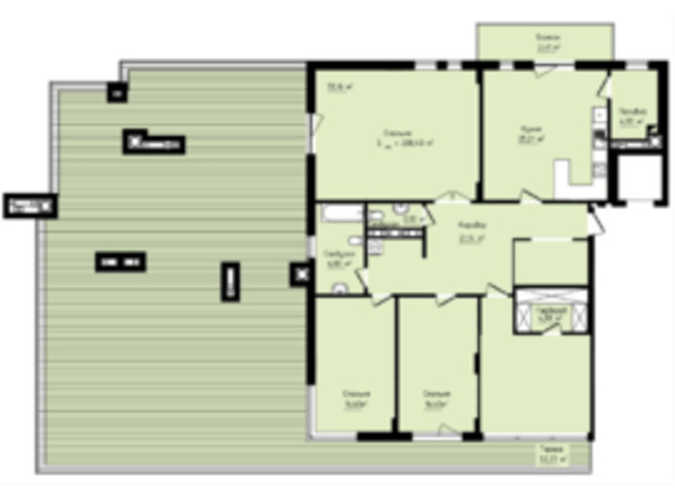 ЖК Globus Premium: планування 4-кімнатної квартири 208.4 м²