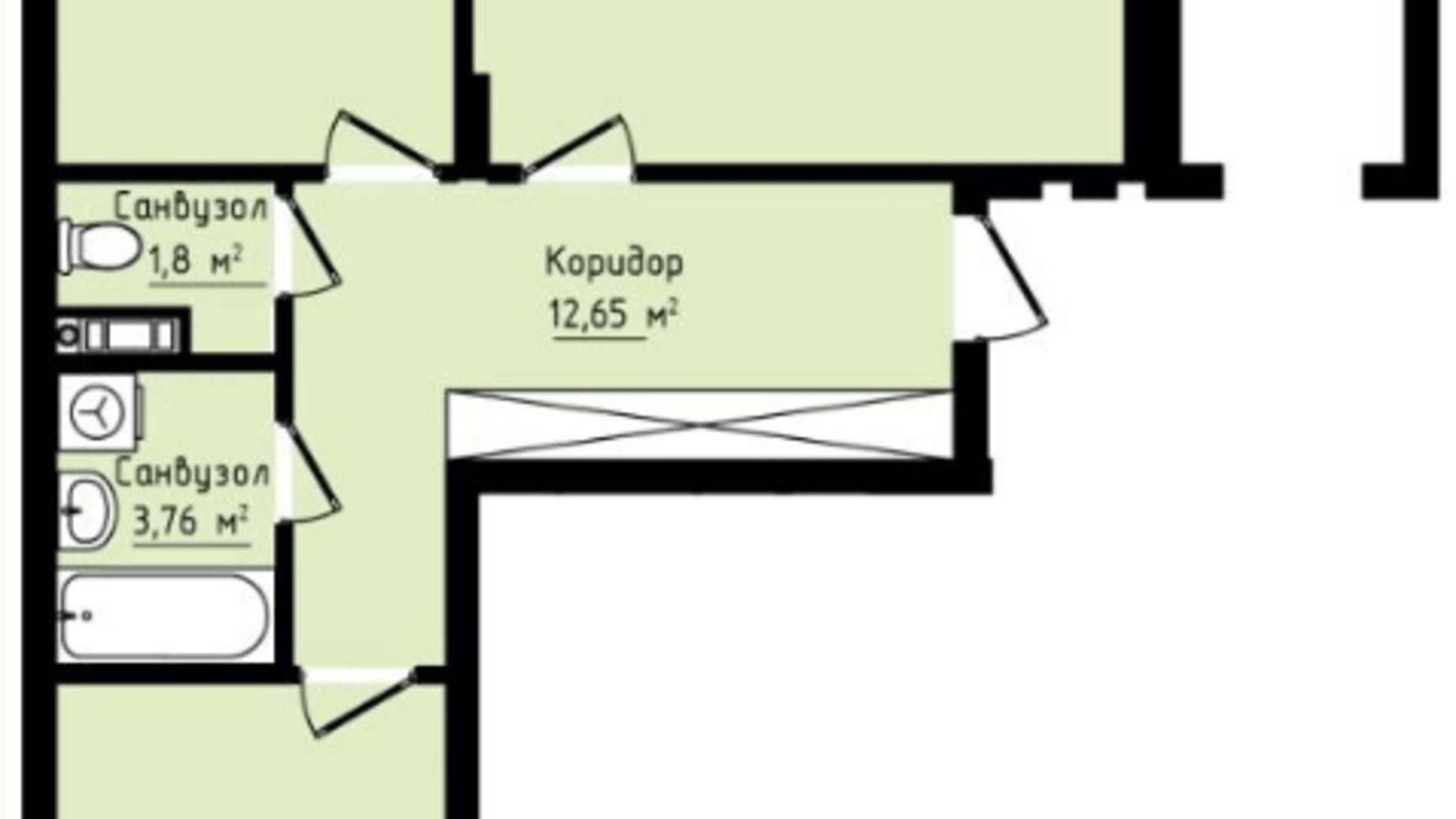 Планування 2-кімнатної квартири в ЖК Globus Premium 84.55 м², фото 209549