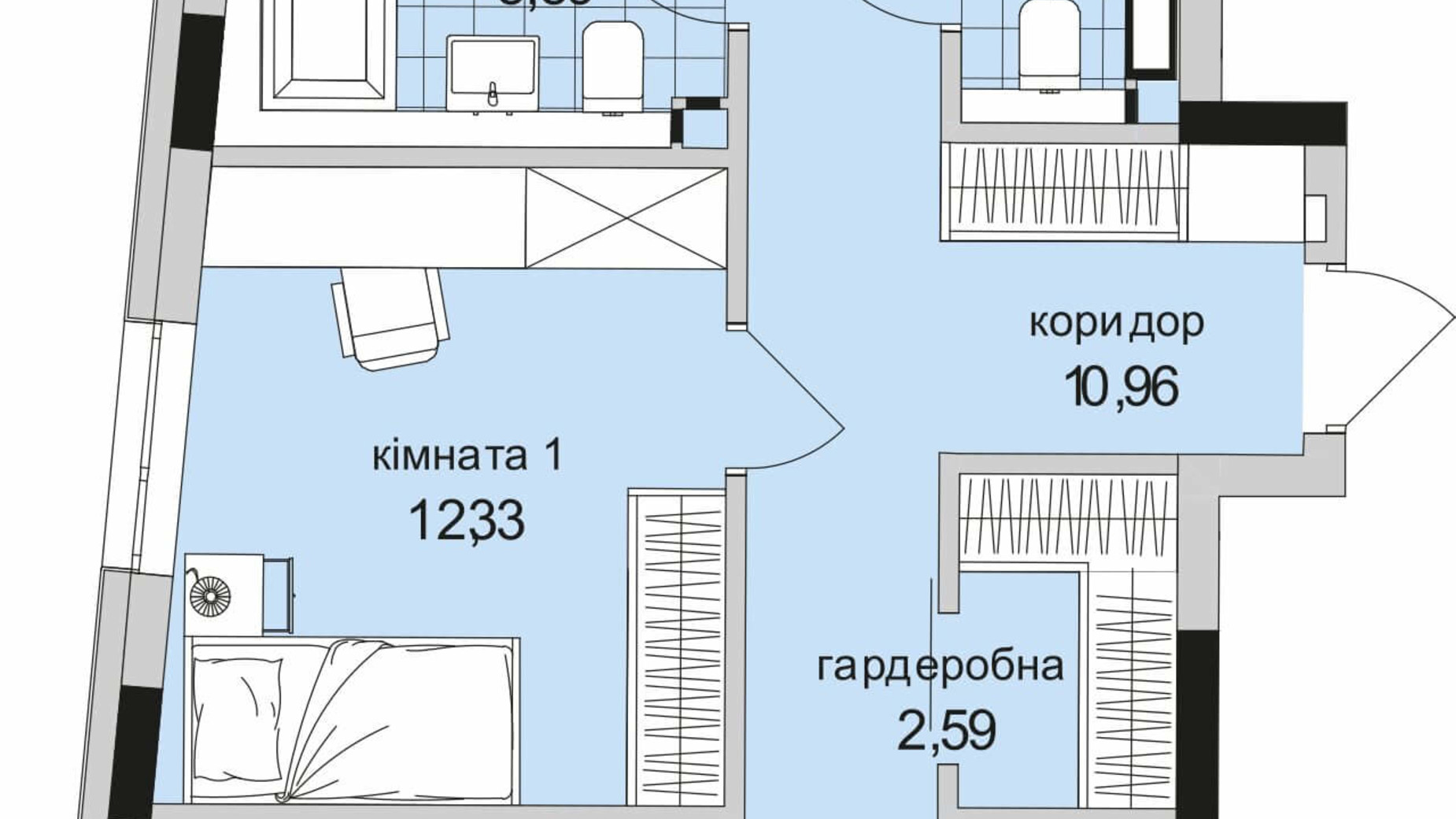 Планировка 2-комнатной квартиры в ЖК Park Lake City Vita 87.35 м², фото 209647