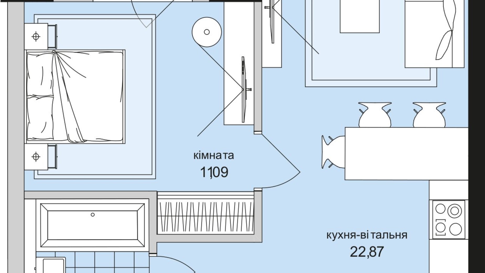 Планировка 1-комнатной квартиры в ЖК Park Lake City Vita 44.9 м², фото 209662