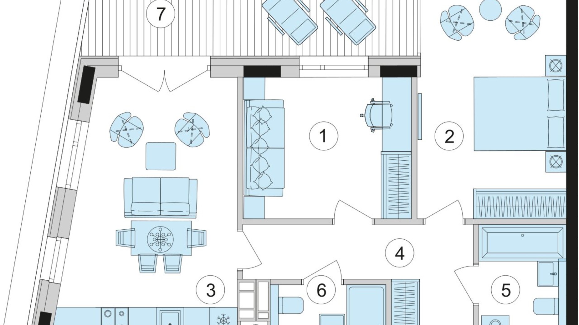 Планировка 2-комнатной квартиры в ЖК Park Lake City Vita 66.84 м², фото 209670