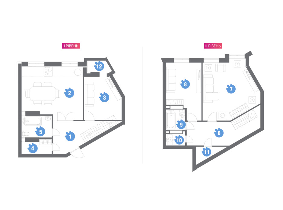 Планировка многоуровневой квартиры в ЖК Family & Friends 127.99 м², фото 209854 Планировка многоуровневой квартиры в ЖК Family & Friends 127.99 м², фото 209854