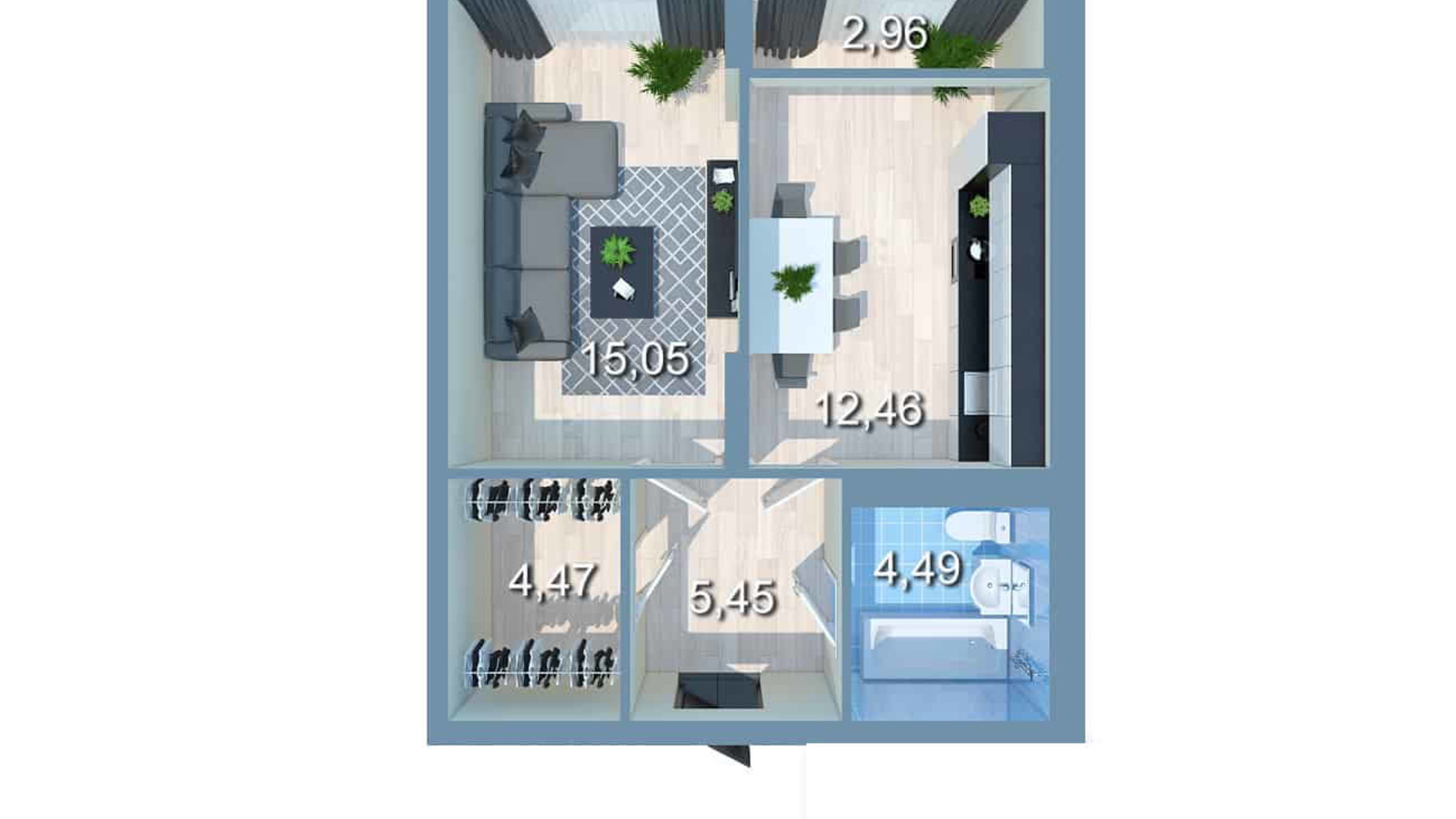 Планування 1-кімнатної квартири в ЖК Star City 41.94 м², фото 209931