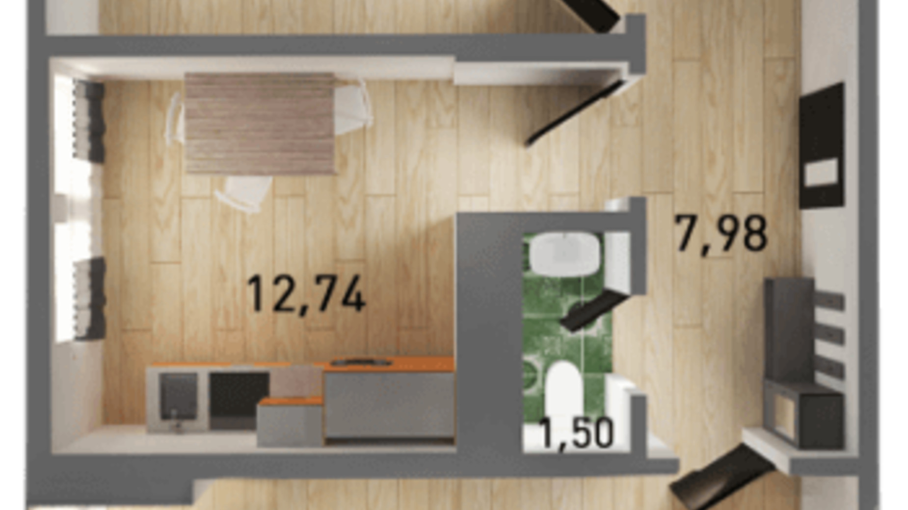 Планування 2-кімнатної квартири в ЖК Ґорґани 67.82 м², фото 210035