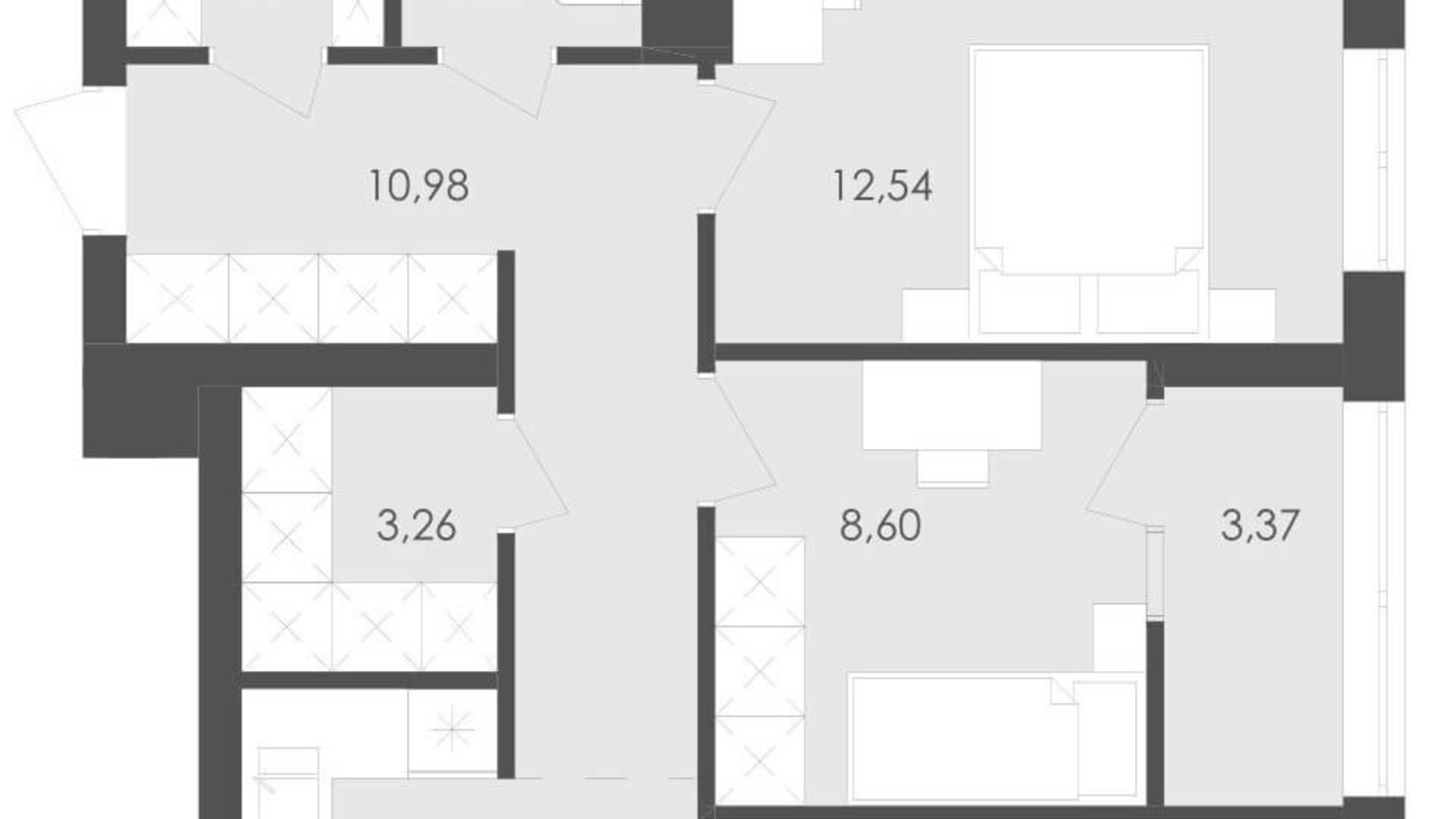 Планування 2-кімнатної квартири в ЖК Avalon Flex 79.91 м², фото 210240