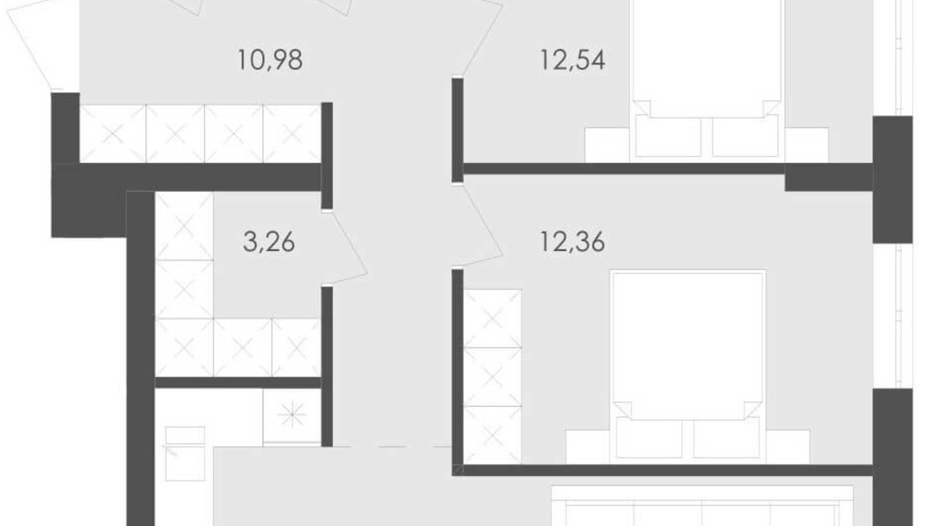 Планування 2-кімнатної квартири в ЖК Avalon Flex 82.98 м², фото 210253