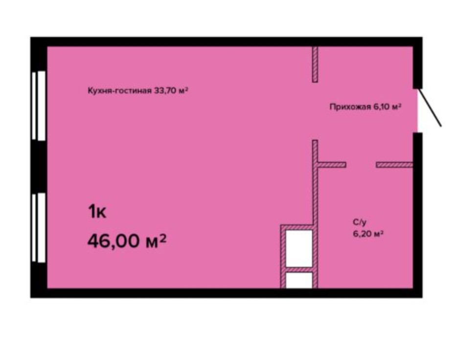 Планировка смарт квартиры в ЖК Sea View (Си Вью) 46 м², фото 211146 Планировка смарт квартиры в ЖК Sea View (Си Вью) 46 м², фото 211146