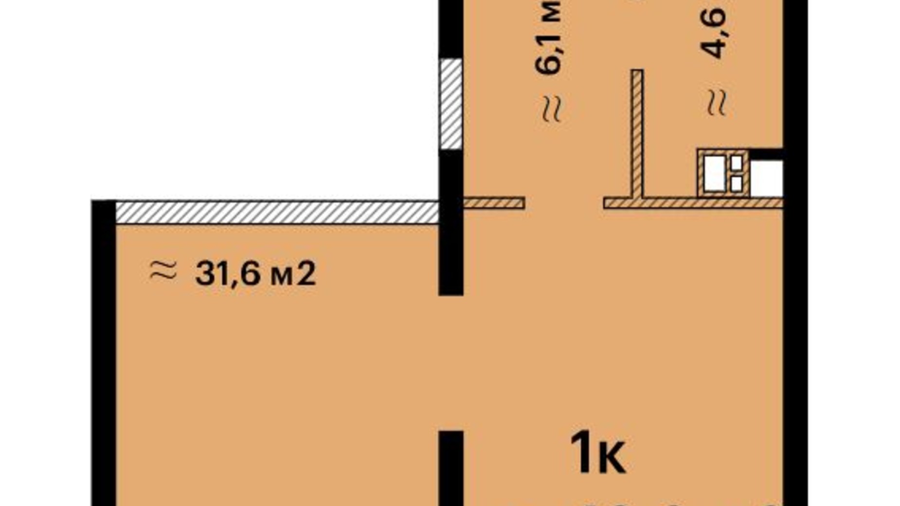 Планування смарт квартири в Апарт-комплекс Літературний 42.3 м², фото 211174