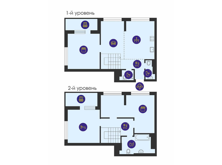 Планировка многоуровневой квартиры в ЖК Урловский-1 124.93 м², фото 211494 Планировка многоуровневой квартиры в ЖК Урловский-1 124.93 м², фото 211494