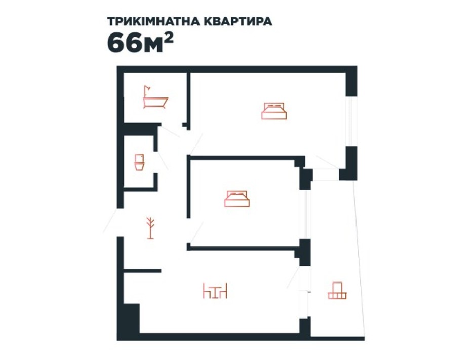 Планировка 3-комнатной квартиры в ЖК Авторский 66 м², фото 211879 Планировка 3-комнатной квартиры в ЖК Авторский 66 м², фото 211879