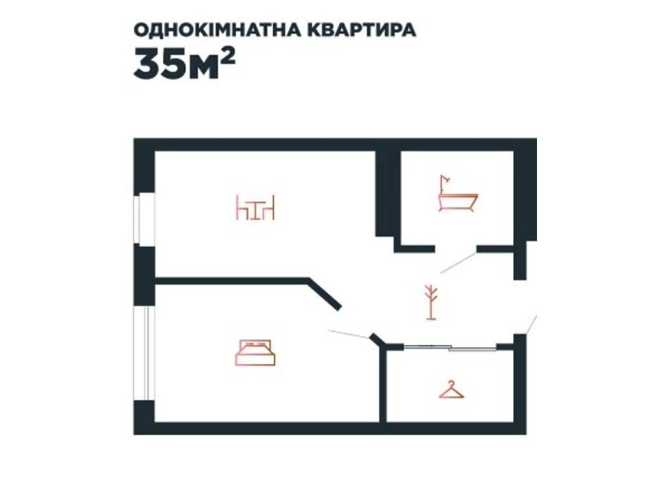 Планування 1-кімнатної квартири в ЖК Авторський 35 м², фото 211882 Планування 1-кімнатної квартири в ЖК Авторський 35 м², фото 211882