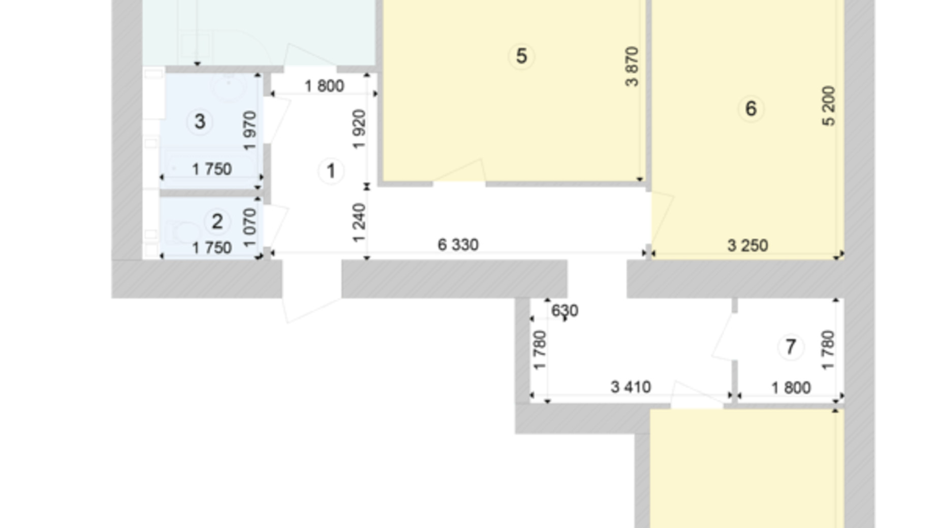 Планировка 3-комнатной квартиры в ЖК Голосеевская Долина 90.74 м², фото 212118