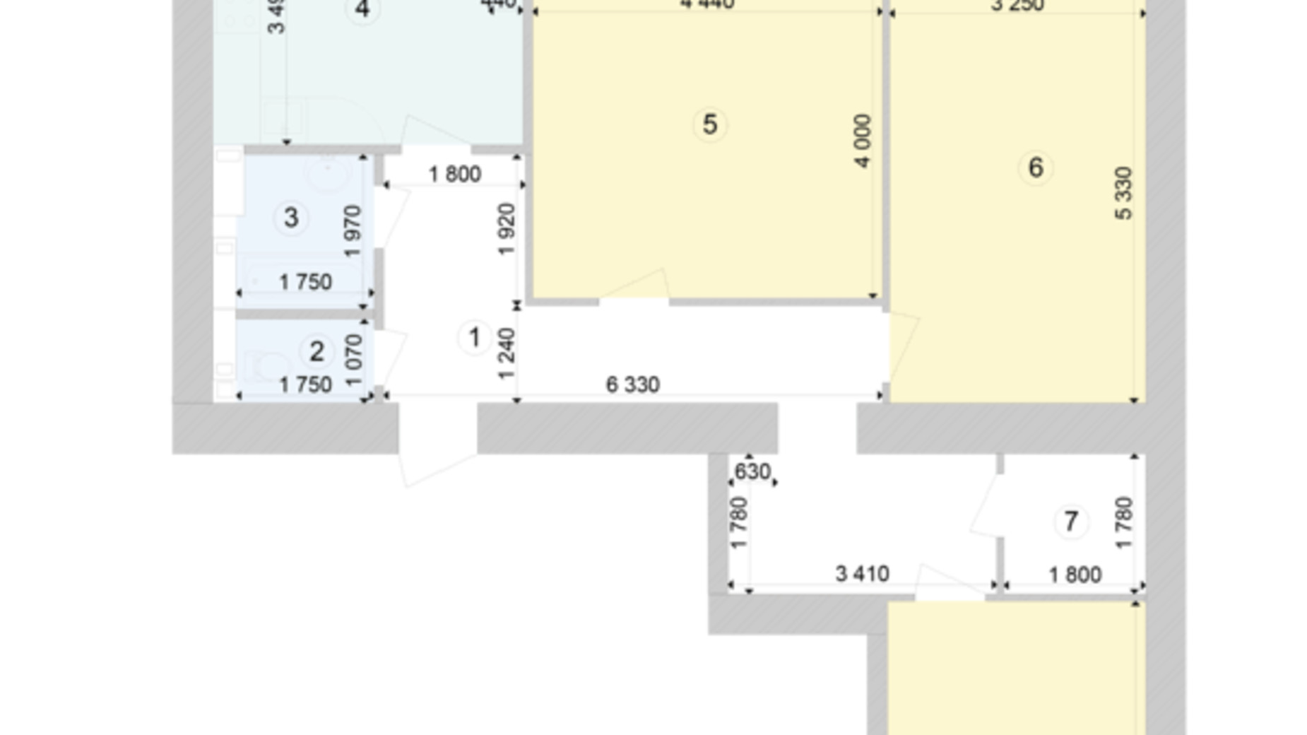 Планировка 3-комнатной квартиры в ЖК Голосеевская Долина 92.78 м², фото 212137