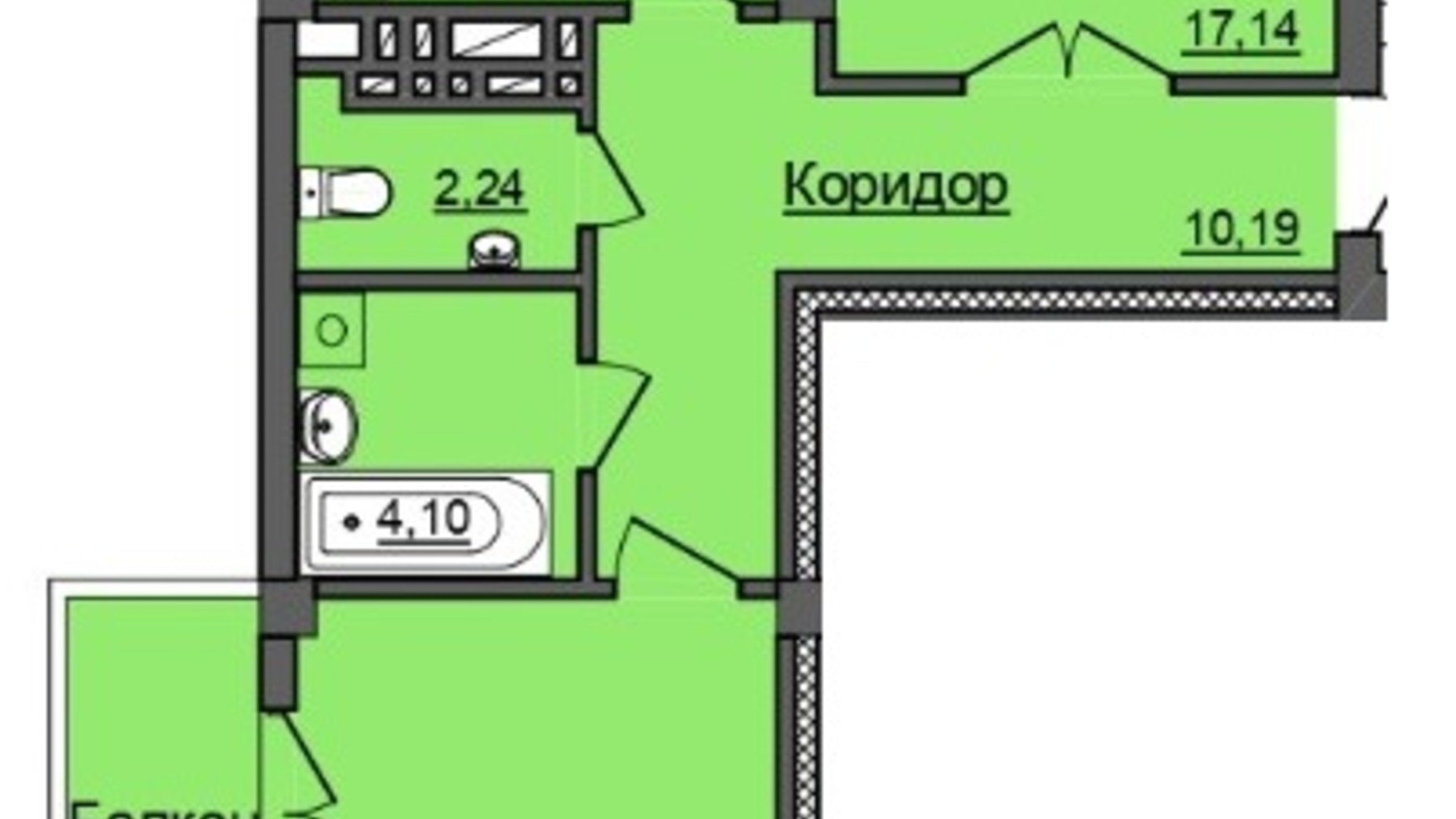 Планировка 2-комнатной квартиры в ЖК Хмельницкий 66 м², фото 212314