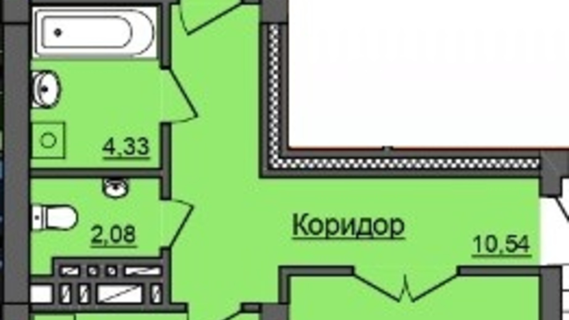 Планировка 2-комнатной квартиры в ЖК Хмельницкий 64.26 м², фото 212318