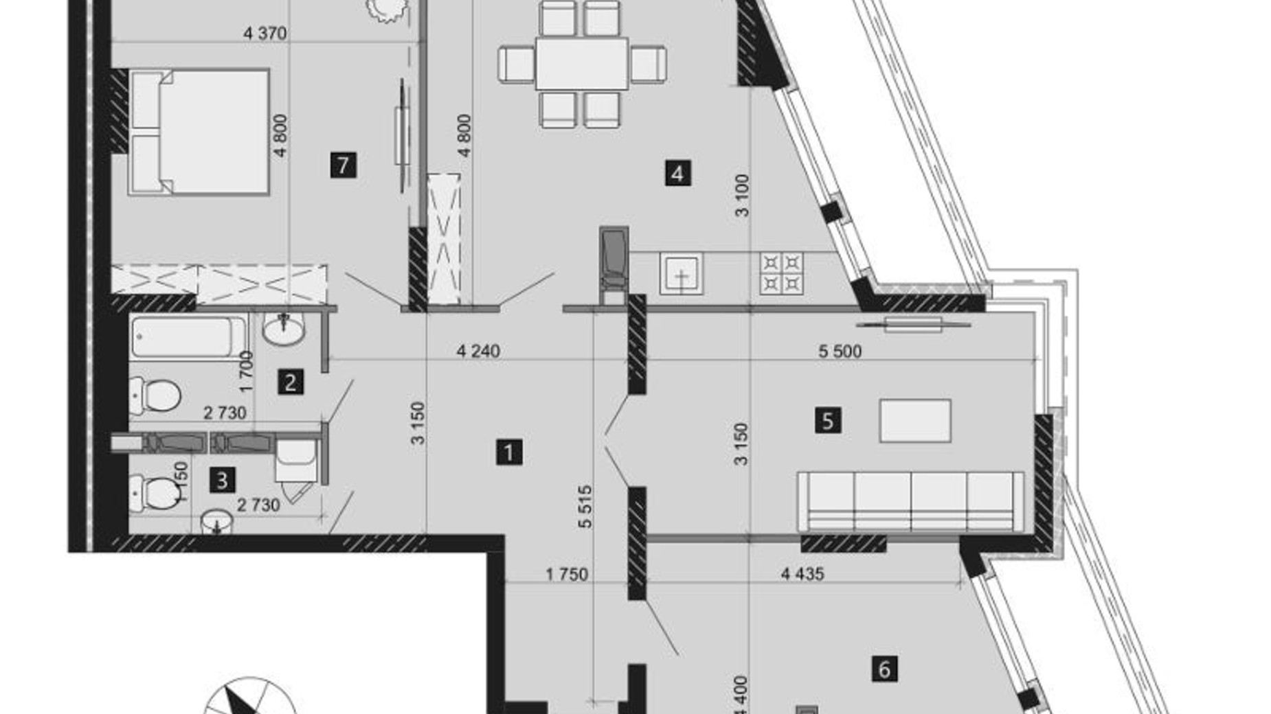 Планування 3-кімнатної квартири в ЖК Liko-Grad Perfect Town 109.53 м², фото 212363