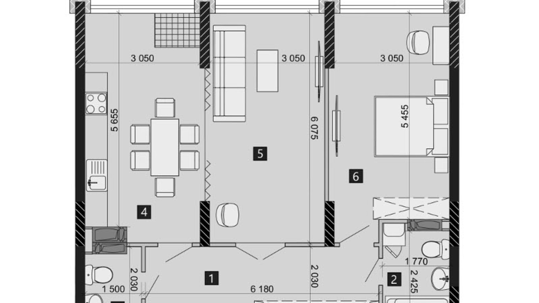 Планировка 2-комнатной квартиры в ЖК Liko-Grad Perfect Town 73.94 м², фото 212365