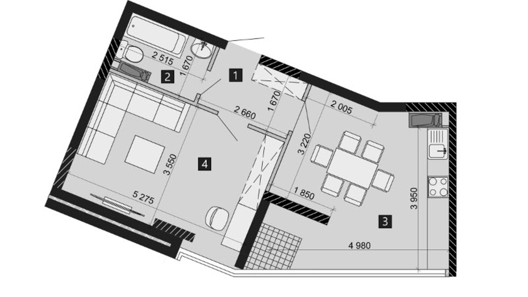 Планировка 1-комнатной квартиры в ЖК Liko-Grad Perfect Town 47.23 м², фото 212376