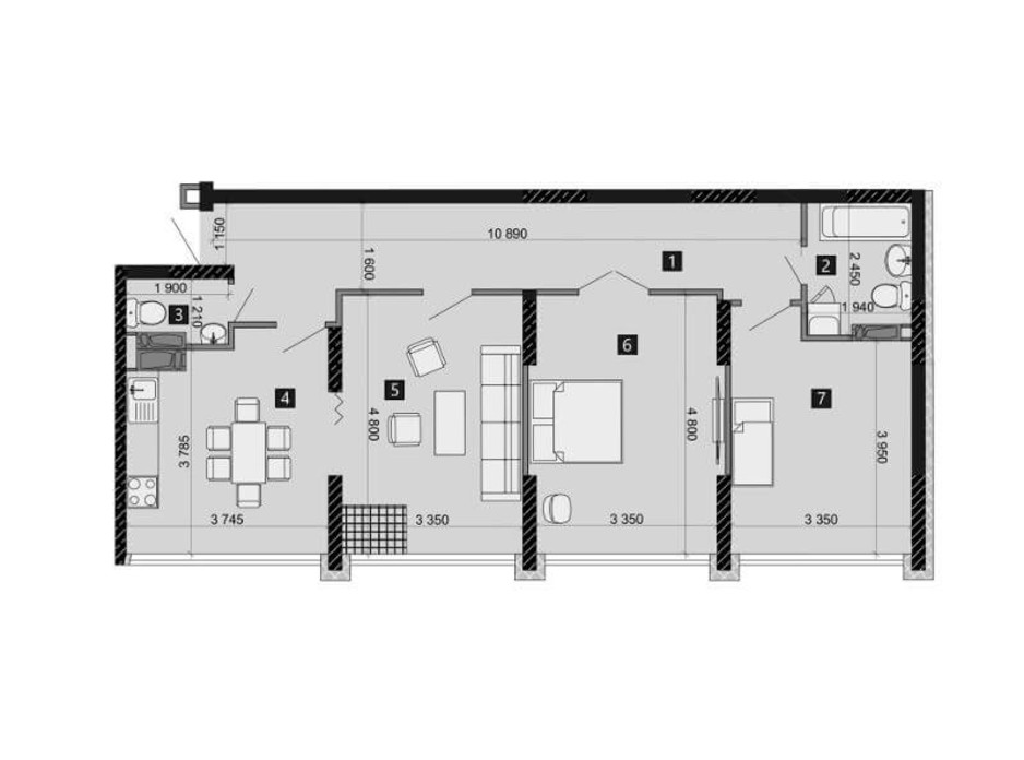 Планування 3-кімнатної квартири в ЖК Likograd PerfectTown 83.25 м², фото 212377 Планування 3-кімнатної квартири в ЖК Likograd PerfectTown 83.25 м², фото 212377