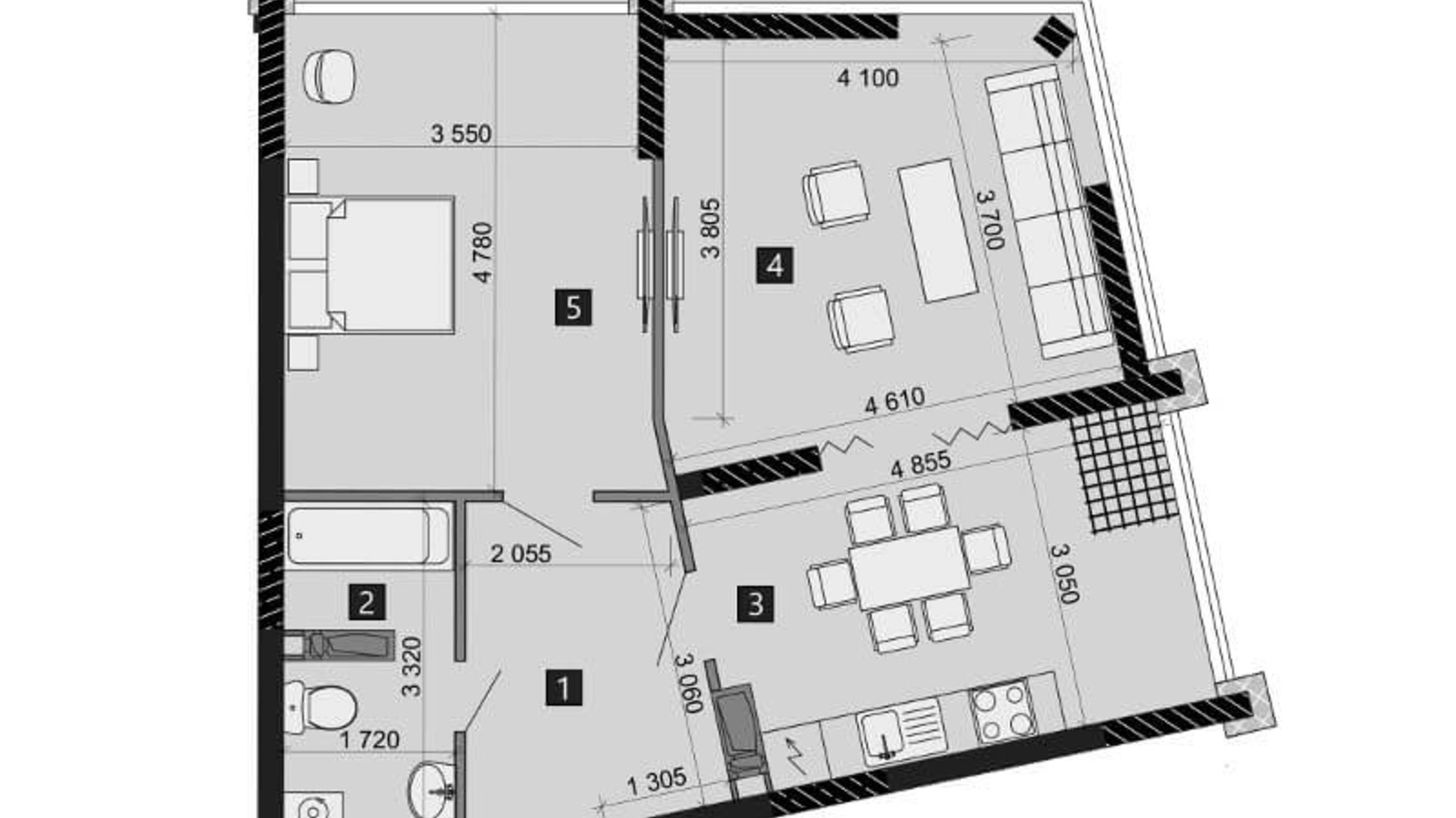 Планування 2-кімнатної квартири в ЖК Liko-Grad Perfect Town 62.97 м², фото 212385