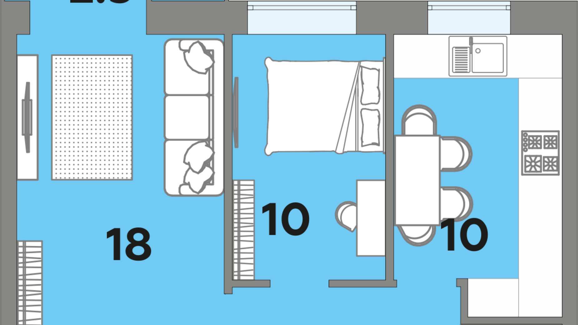 Планування 2-кімнатної квартири в ЖК Яровиця 55.9 м², фото 212611