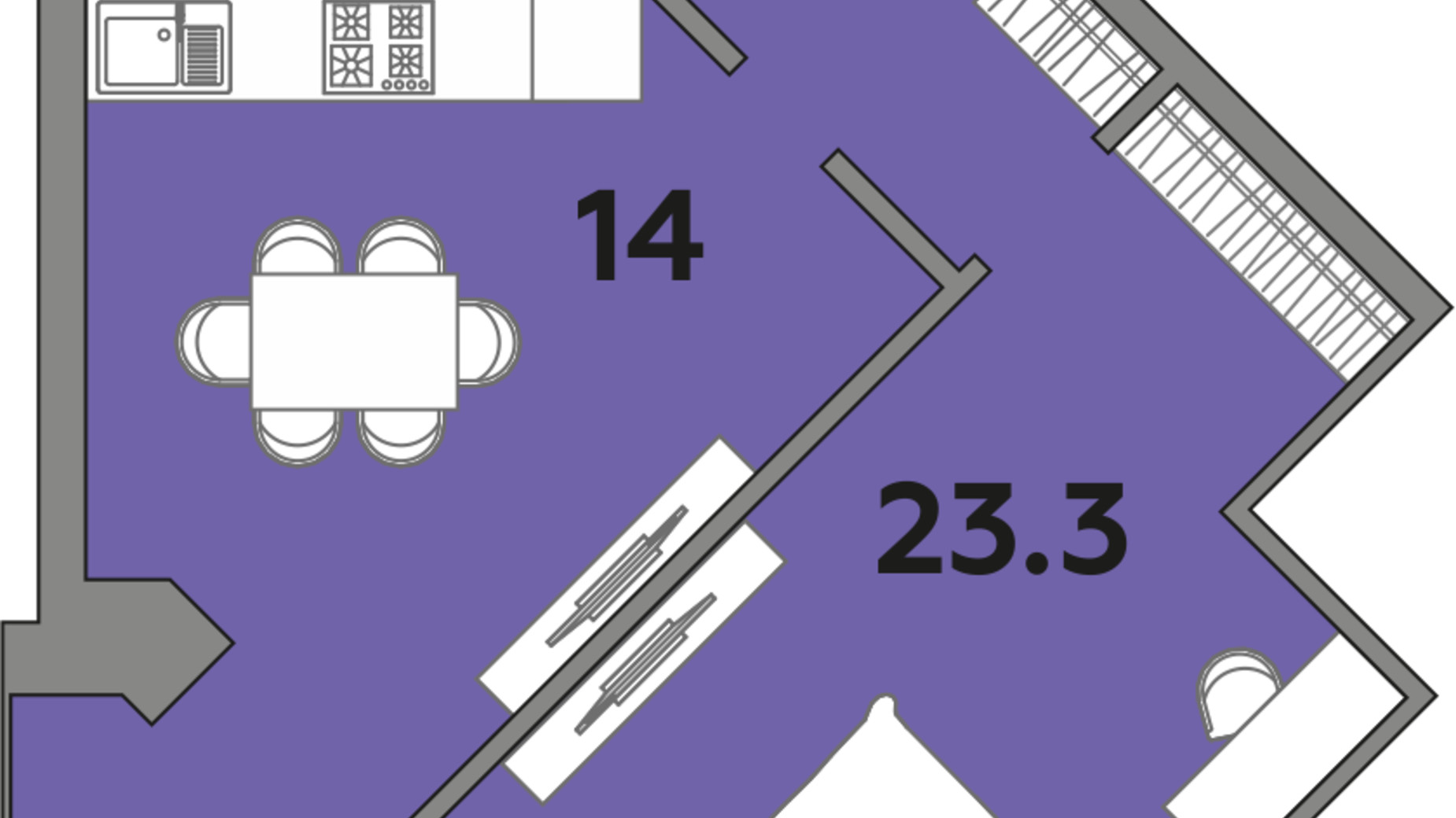 Планировка 1-комнатной квартиры в ЖК Яровица 43.2 м², фото 212613