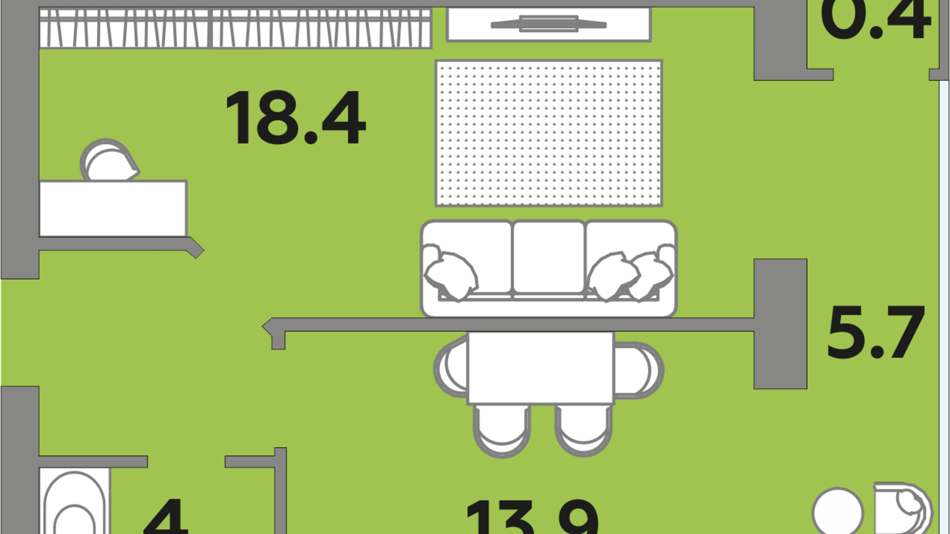 Планування 1-кімнатної квартири в ЖК Яровиця 45.9 м², фото 212623