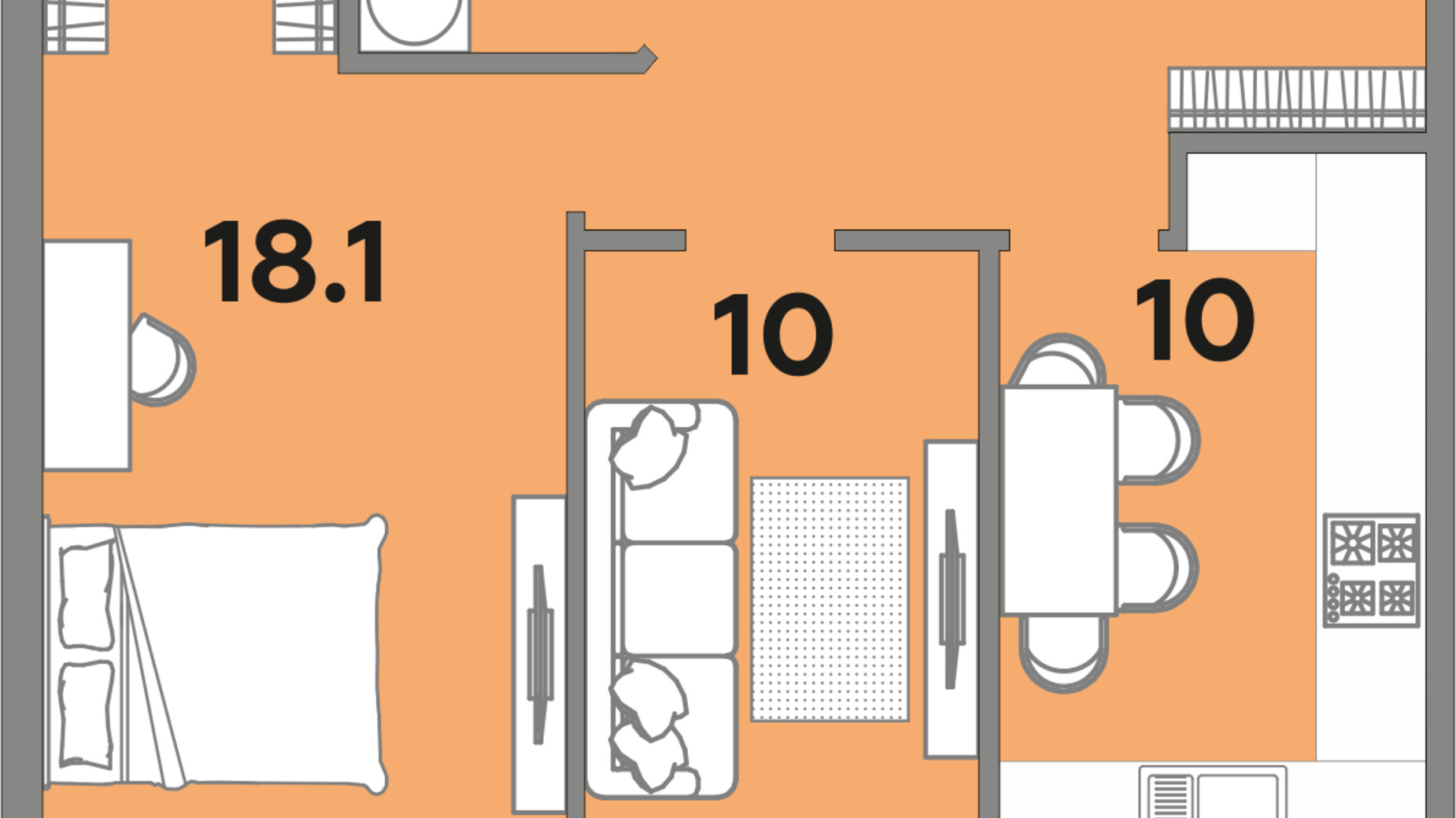 Планування 2-кімнатної квартири в ЖК Яровиця 54.6 м², фото 212626