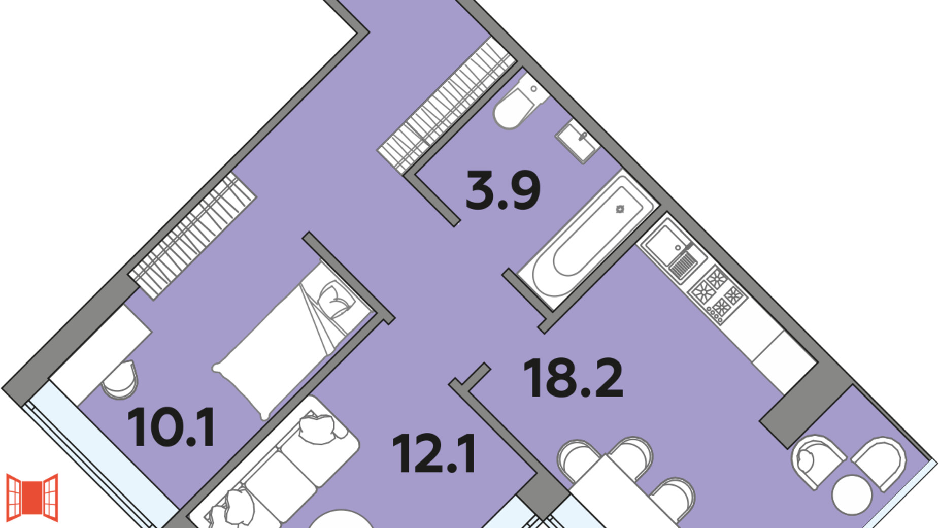 Планування 2-кімнатної квартири в ЖК Яровиця 53.2 м², фото 212629